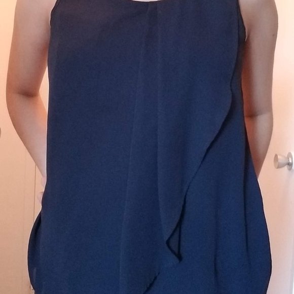 Sung by Alfred Sung Navy Blue Size Small Top - Picture 3 of 4